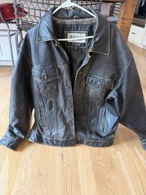 M. Julian Wilsons Leather Dark Brown Leather Trucker Jacket